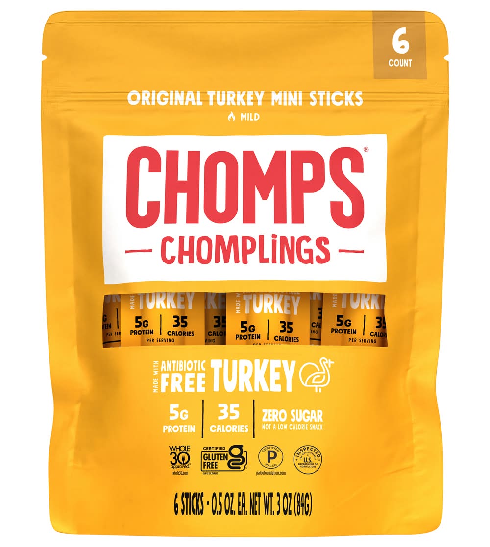 Chomps Chomplings Original Mini Sticks, Turkey (6 x 0.5 oz)