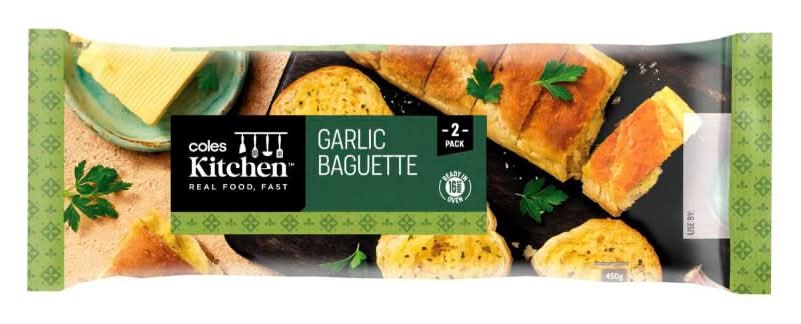 Coles Kitchen Garlic Baguette (450g, 2 pack)