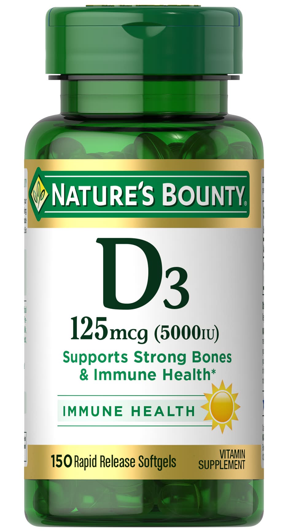 Nature's Bounty Vitamin D3 125 Mcg Softgels (3.2 oz, 150 ct)
