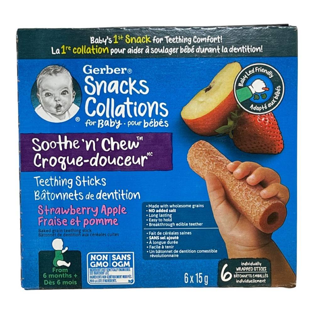 Gerber Soothe 'N' Chew Teething Apple Strawberry (90 g, 6 ct)