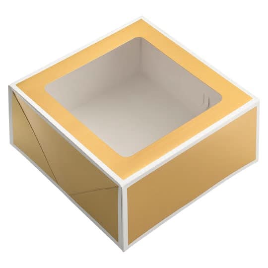 Celebrate It Treat Boxes, 8'' x 8'', Gold-White