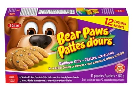 Dare Bear Paws Cookies, Rainbow Chip (12 x 2 ct)