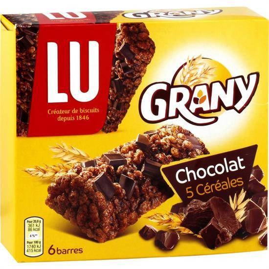 Barres céréales/chocolat GRANY - la boite de 6 - 125 g