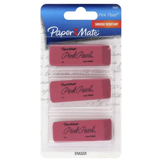 Paper Mate Pink Pearl Erasers (3 erasers)