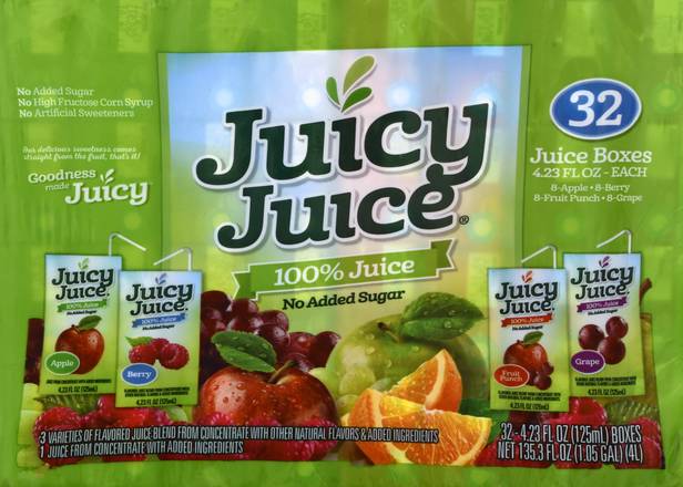 Juicy Juice Variety pack No Added Sugar 100% Juice (32 ct, 4.23 fl oz)