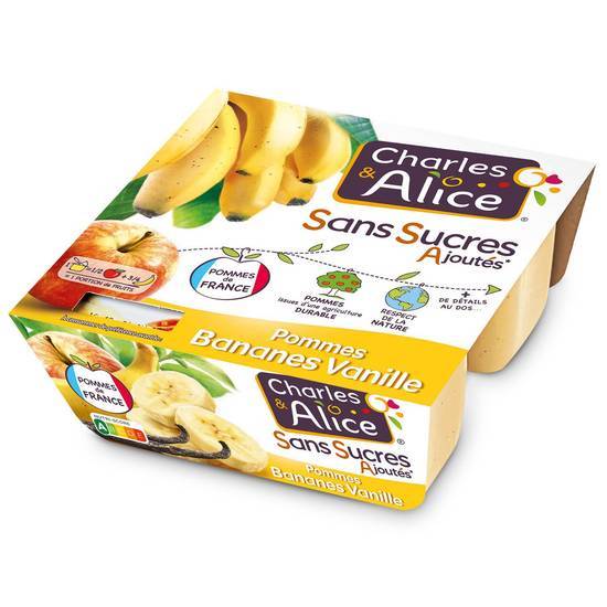 Charles & Alice - Compote aux fruits sans sucres ajoutés (pomme - banane - vanille)