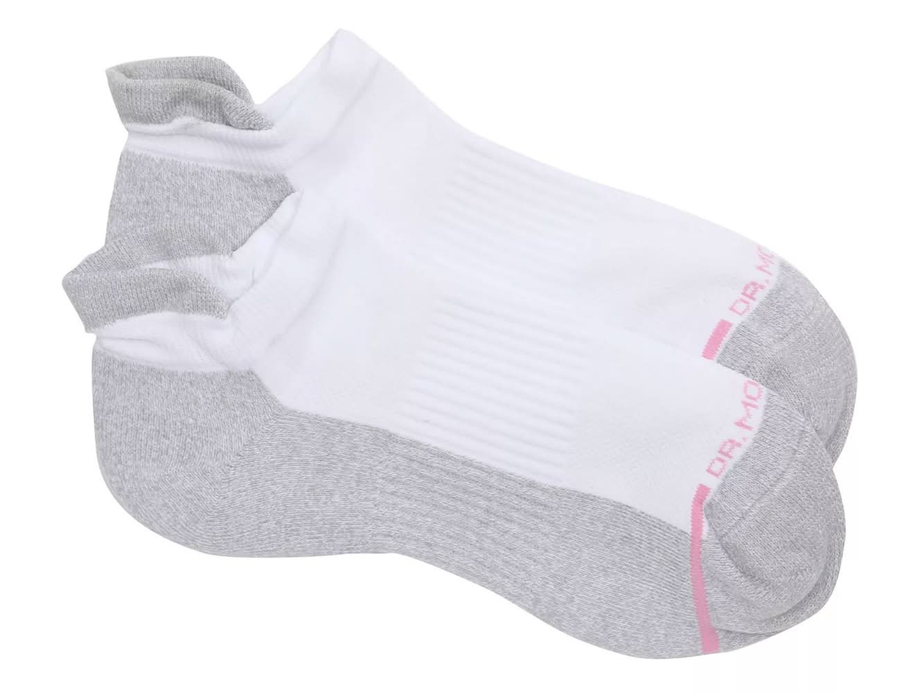 Dr. Motion Solid Half-Cushion Compression No Show Socks - 2 Pack (White One Size)