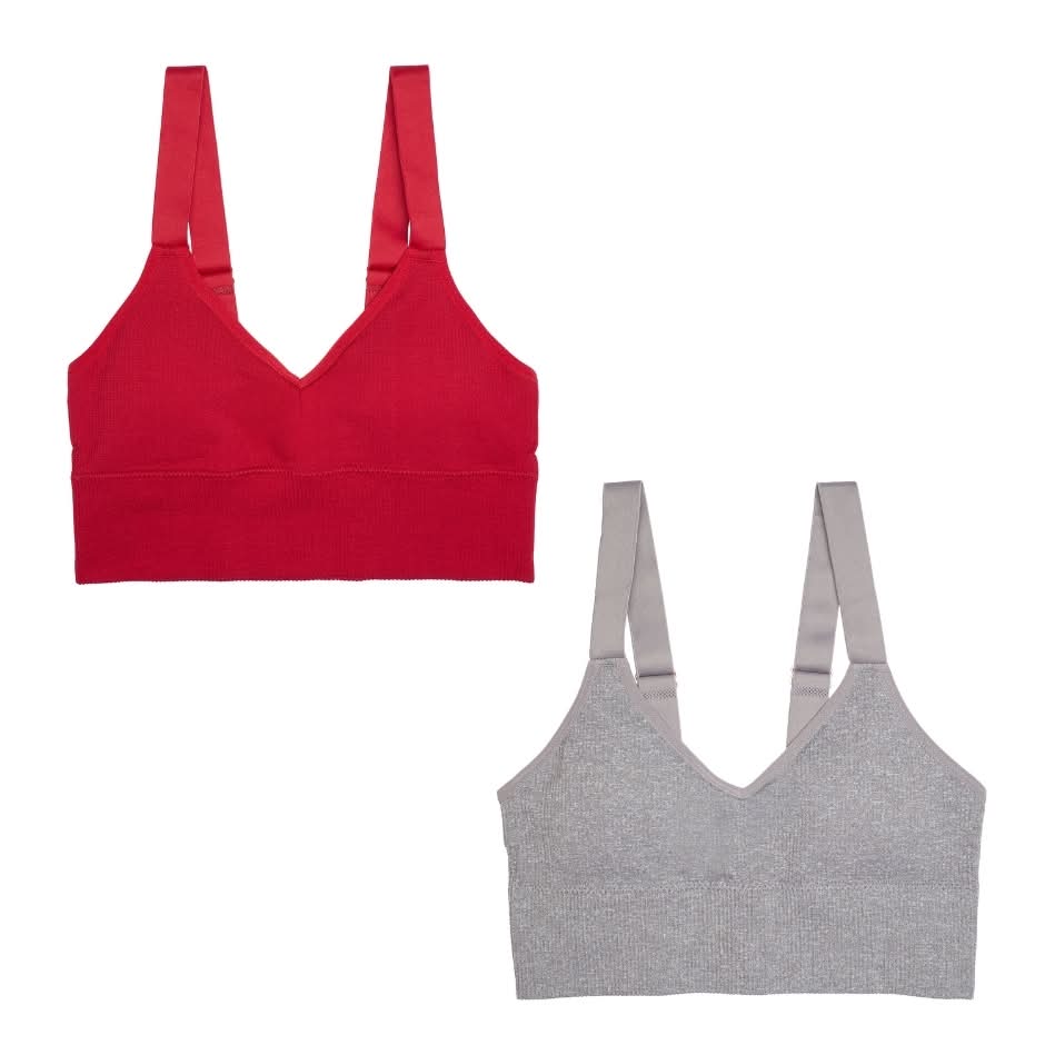 Just Be Nadia Seamless Lounge Bras, Women, Red-Heather Grey (2 ct)