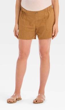 Under Belly Low-Rise Maternity Twill Shorts - Isabel Maternity by Ingrid & Isabel™ Brown S