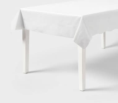 Spritz Plastic Table Cloth, 132.5 cm X 274.4 cm, White