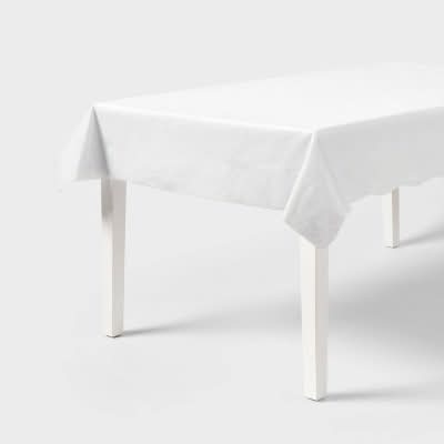 Spritz Plastic Table Cloth, 132.5 cm X 274.4 cm, White