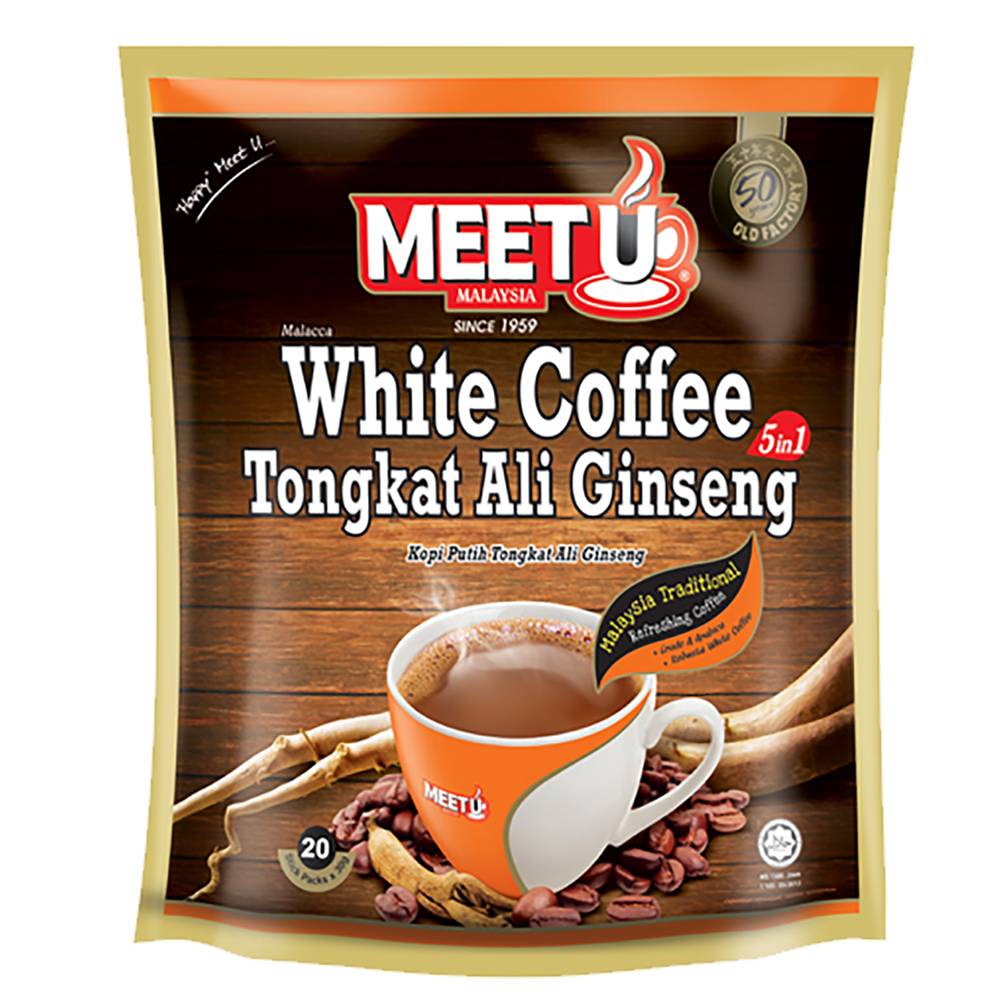 Meet U Tongkat Ali Ginseng 5in1 White Coffee(20 Ct,600G)