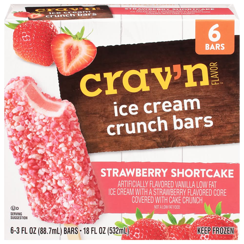 Crav'n Flavor Ice Cream Crunch Bars, Assorted (3 fl oz, 6 ct)