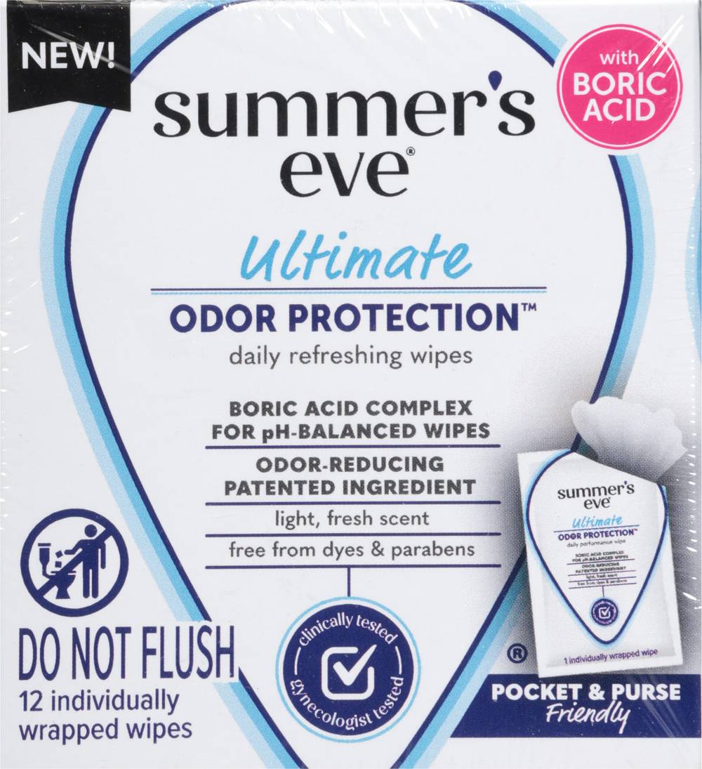 Summer's Eve Ultimate Odor Protection Daily Refreshing Wipes (12 pack)