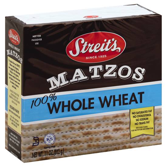 Streit's Matzos 100% Whole Wheat No Salt Added