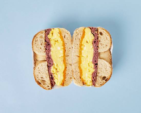 Pastrami Egg and Cheese Bagel