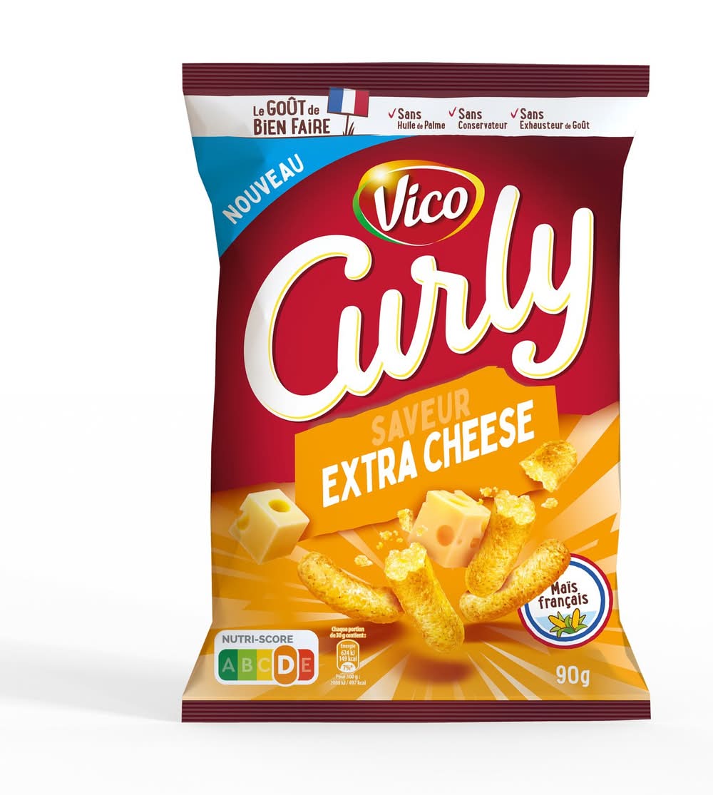 Curly's - Biscuits apéritifs soufflés à la cacahuète, fromage supplémentaire (90g)