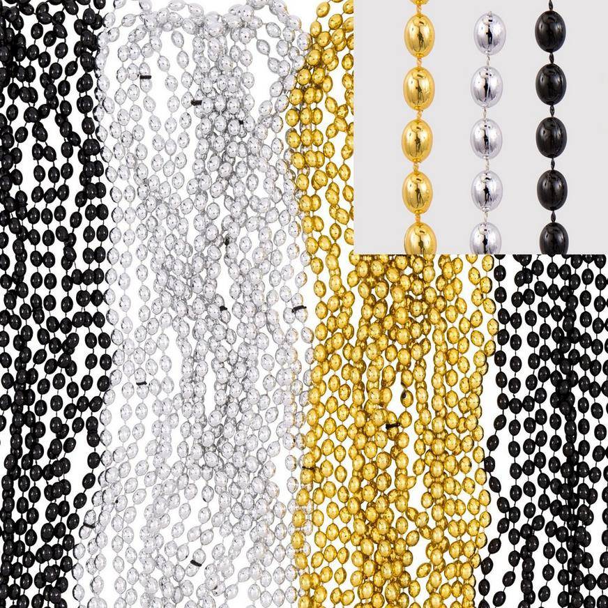 Black, Gold Silver Bead Necklaces 50ct