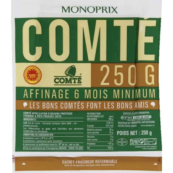 Monoprix Comté Aop Le Sachet De 250 G