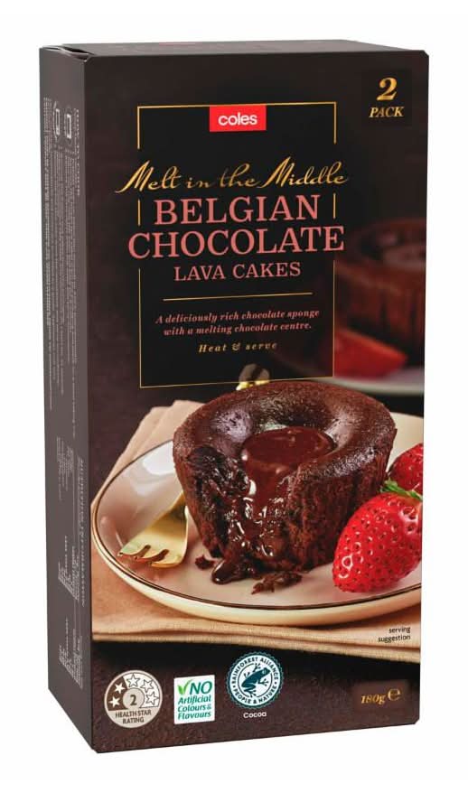 Coles Frozen Belgian Lava Cake, Chocolate (180g, 2 pack)