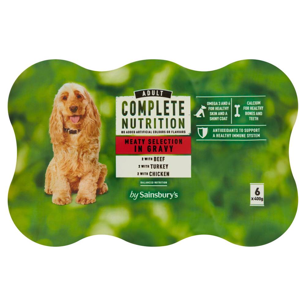 Sainsbury's Complete Nutrition Adult Dog Food Meat Selection in Gravy 6 x 400g