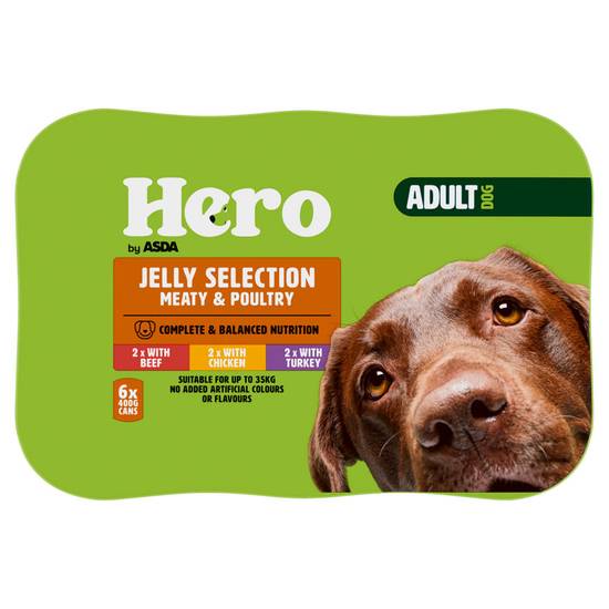 Asda Hero Adult Variety Selection in Jelly 6 x 400g (2.4kg)