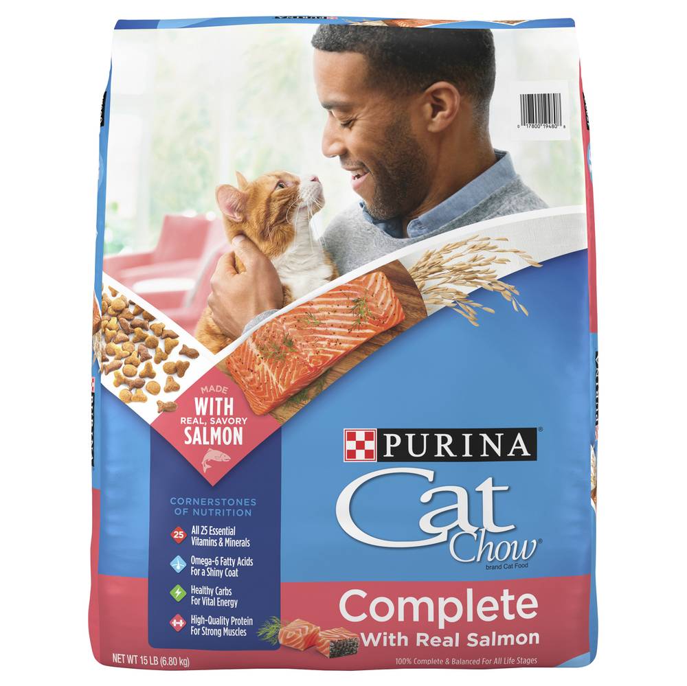 Cat Chow Complete High Protein Food Bag, Salmon (15 lbs)