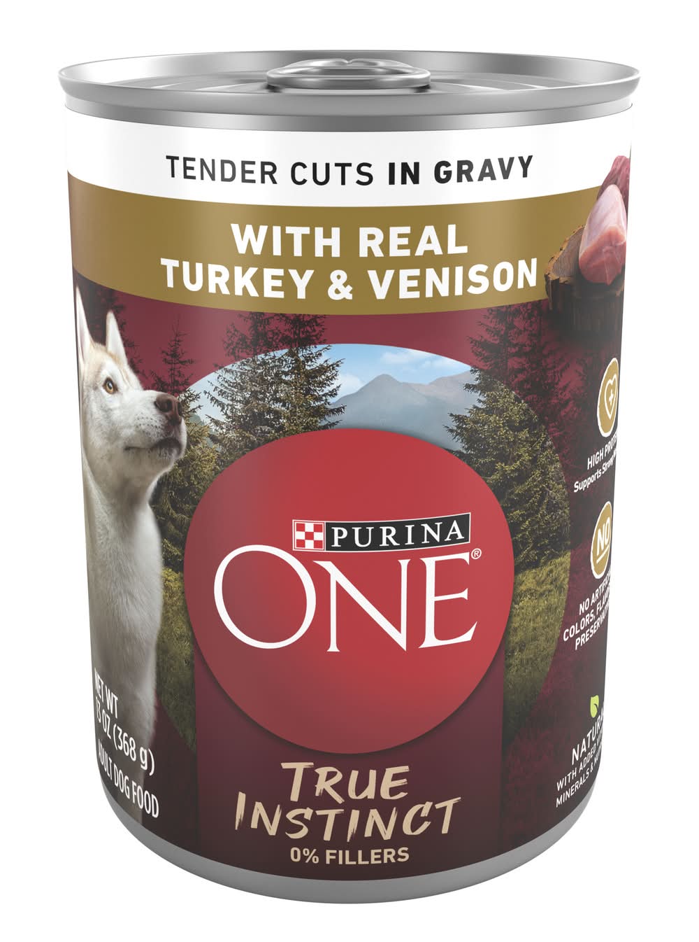 Purina One Brown Rice Entree Tender Cuts in Gravy Wet Dog Food, Turkey-Venison (13 oz)