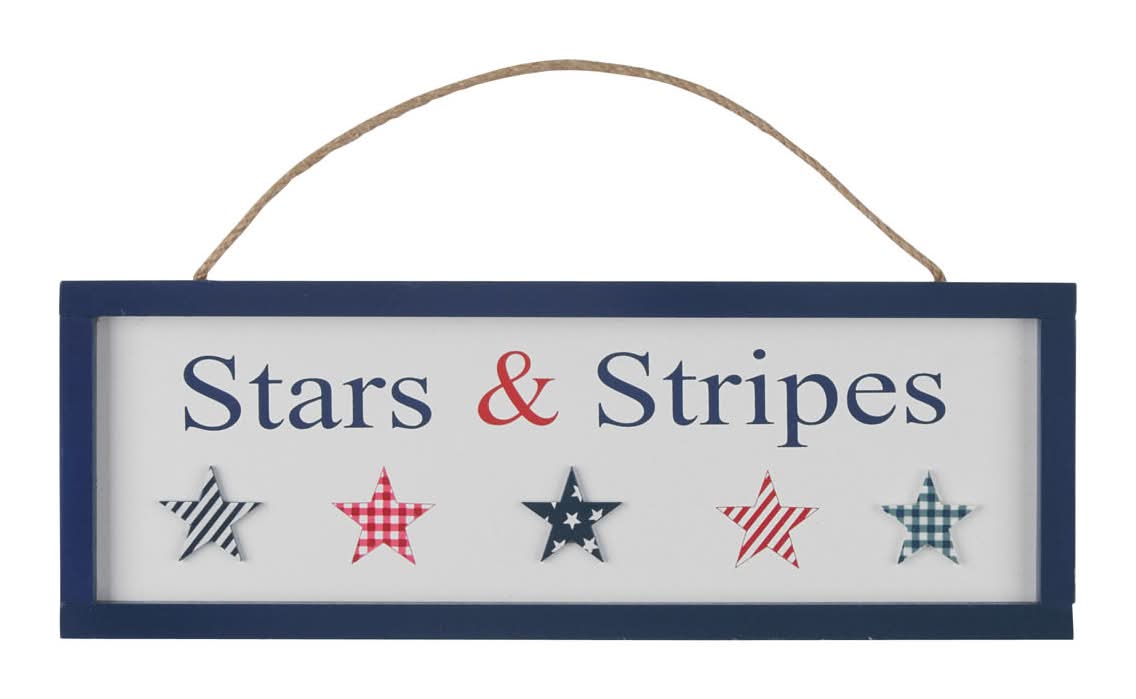 Patriotic "Stars And Stripes" Wall Decor Sign 12x4 In