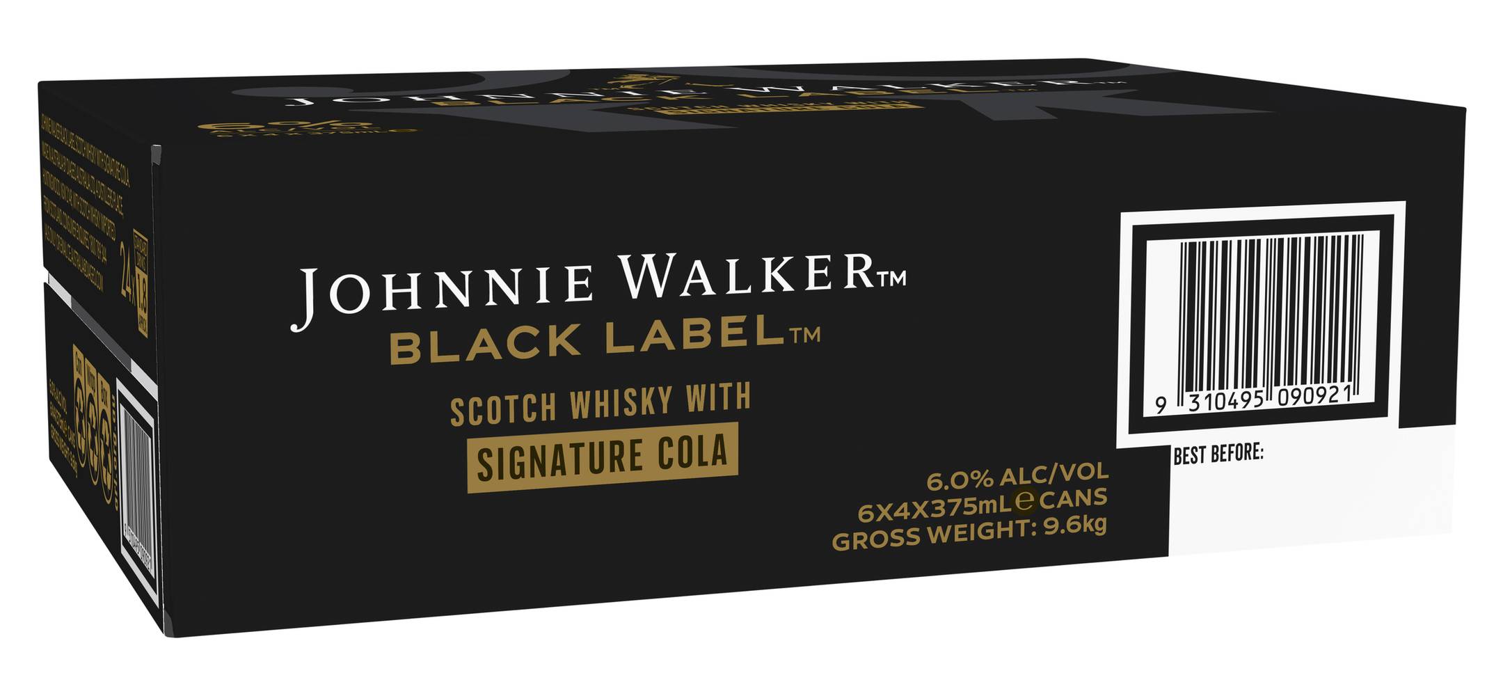 Johnnie Walker Black & Cola Can 375mL X carton 24