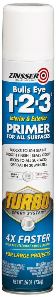 Zinsser Bulls Eye 123 Turbo Flat White Oil-based Spray paint ( NET WT. 26-oz )