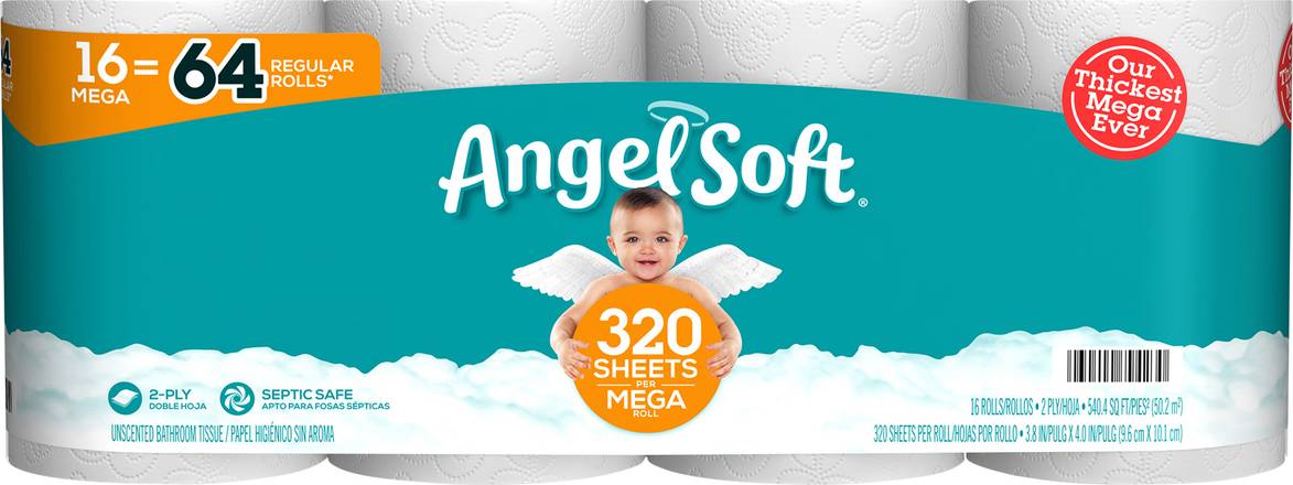 Angel Soft Toilet Paper Mega Rolls (16 ct)