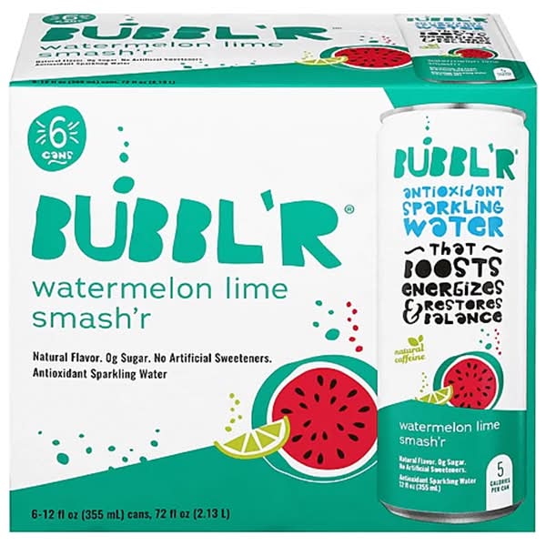 BUBBL'R Antioxidant Sparkling Water, Watermelon Lime (6 x 12 fl oz)