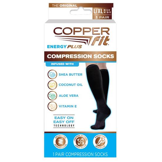 Copper Fit Energy Plus Compression Infused Hydrating Socks, L/XL