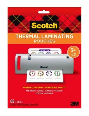 Scotch Thermal Laminating Pouches, 9x11 in (65 ct)