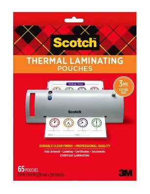 Scotch Thermal Laminating Pouches, 9x11 in (65 ct)