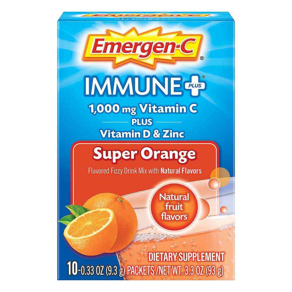 Emergen-C Immune + Super Orange Multivitamin Fizzy Drink Mix (10ct, 0.33 oz)