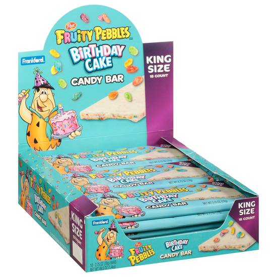 Fruity Pebbles King Size Birthday Cake Candy Bar 18 Ct Delivery