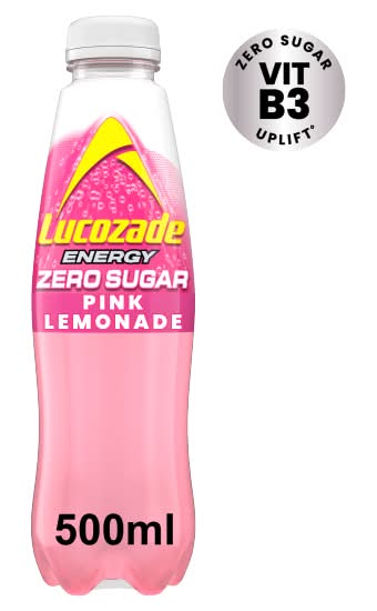 Lucozade Pink Lemonade, Zero Sugar Energy Drink (500ml)