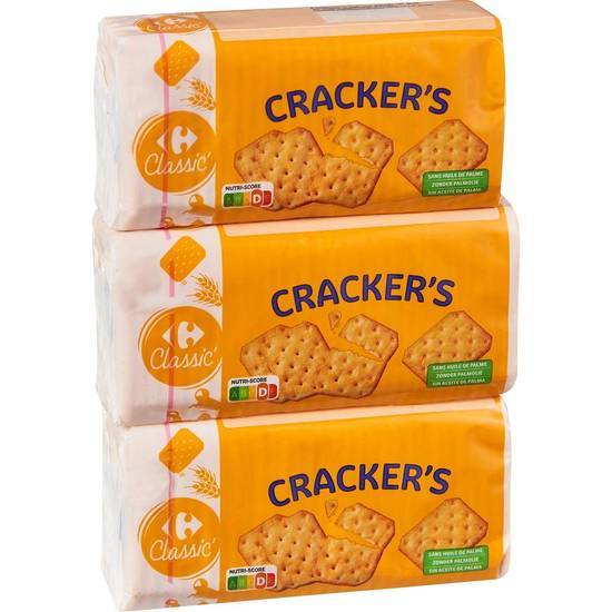 Carrefour Classic' - Biscuits apéritifs cracker's (3 pièces)