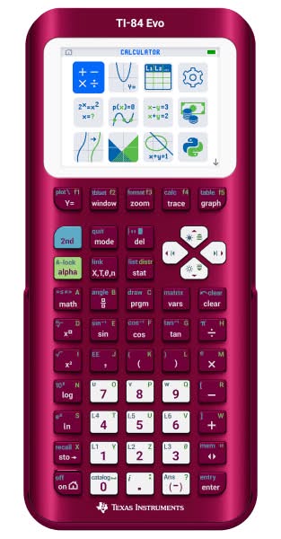 Texas Instruments TI-84 Evo Graphing Calculator, Raspberry Metallic, Total Qty 1