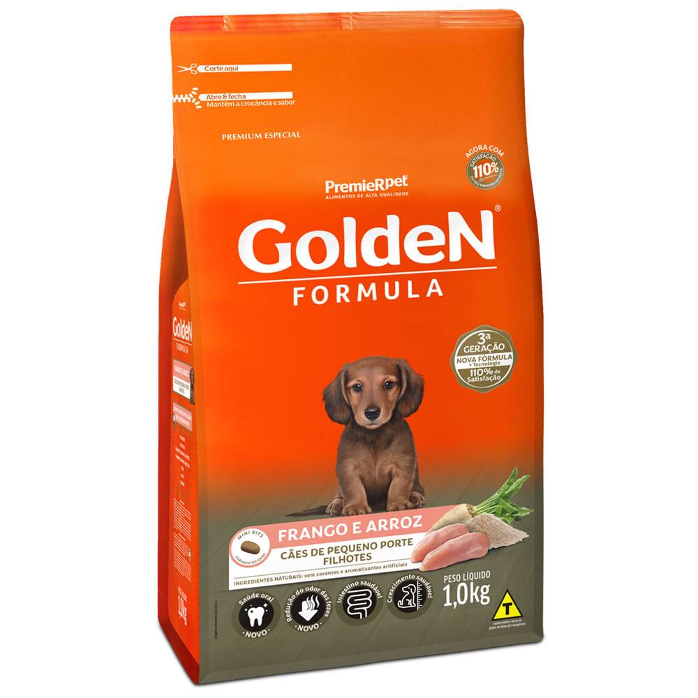 Premierpet ração formula para cães filhotes de porte pequeno frango e arroz golden (1kg)