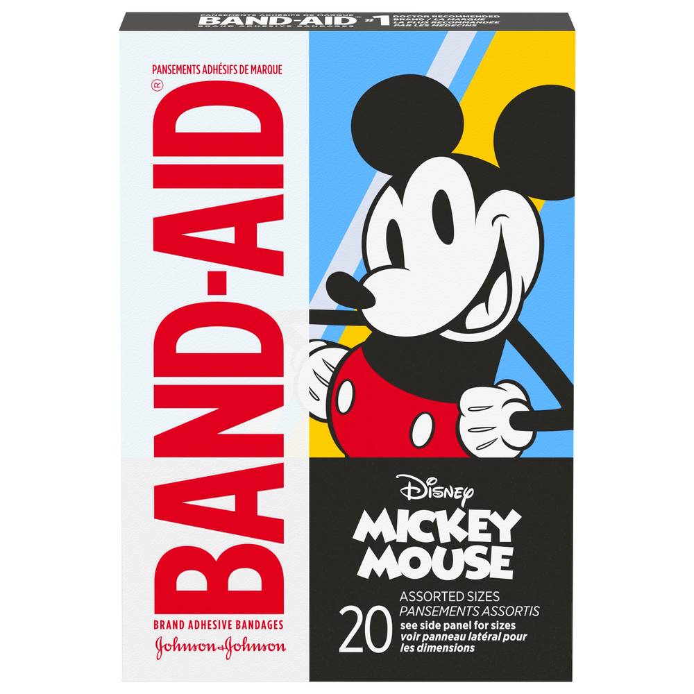 Band-Aid Brand Bandages For Kids, Mickey Mouse, Assorted, 20 ct