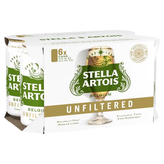 Stella Artois Unfiltered Premium Lager Beer (6 ct, 330ml)