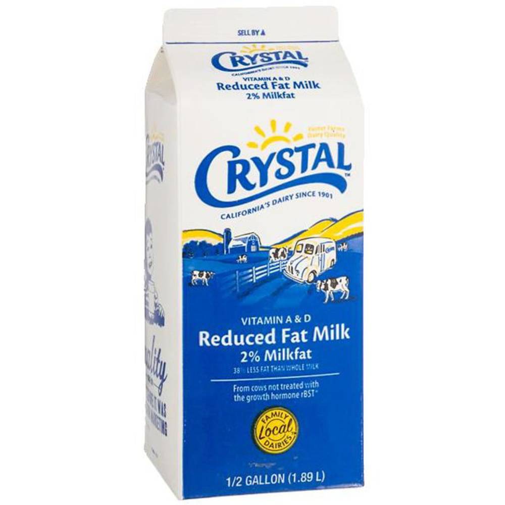 Crystal Vitamin a & D Reduced Fat Milk 2% Milkfat (0.5 gal)