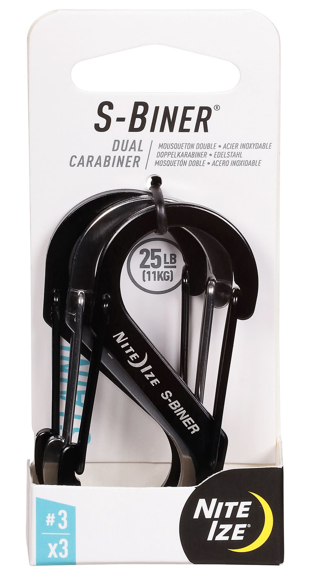 Nite Ize S-Binder No 3 Stainless Dual Carabiner, Black