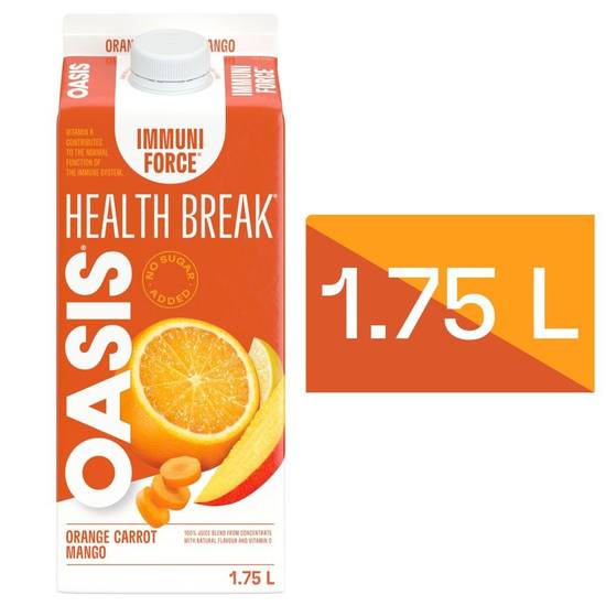 Oasis · Health break orange carrot mango juice - Jus de mangue, carotte, orange Pause Santé