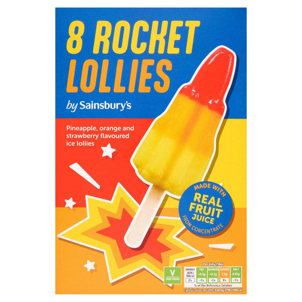 Sainsbury's Rocket Ice Lollies x8 464ml