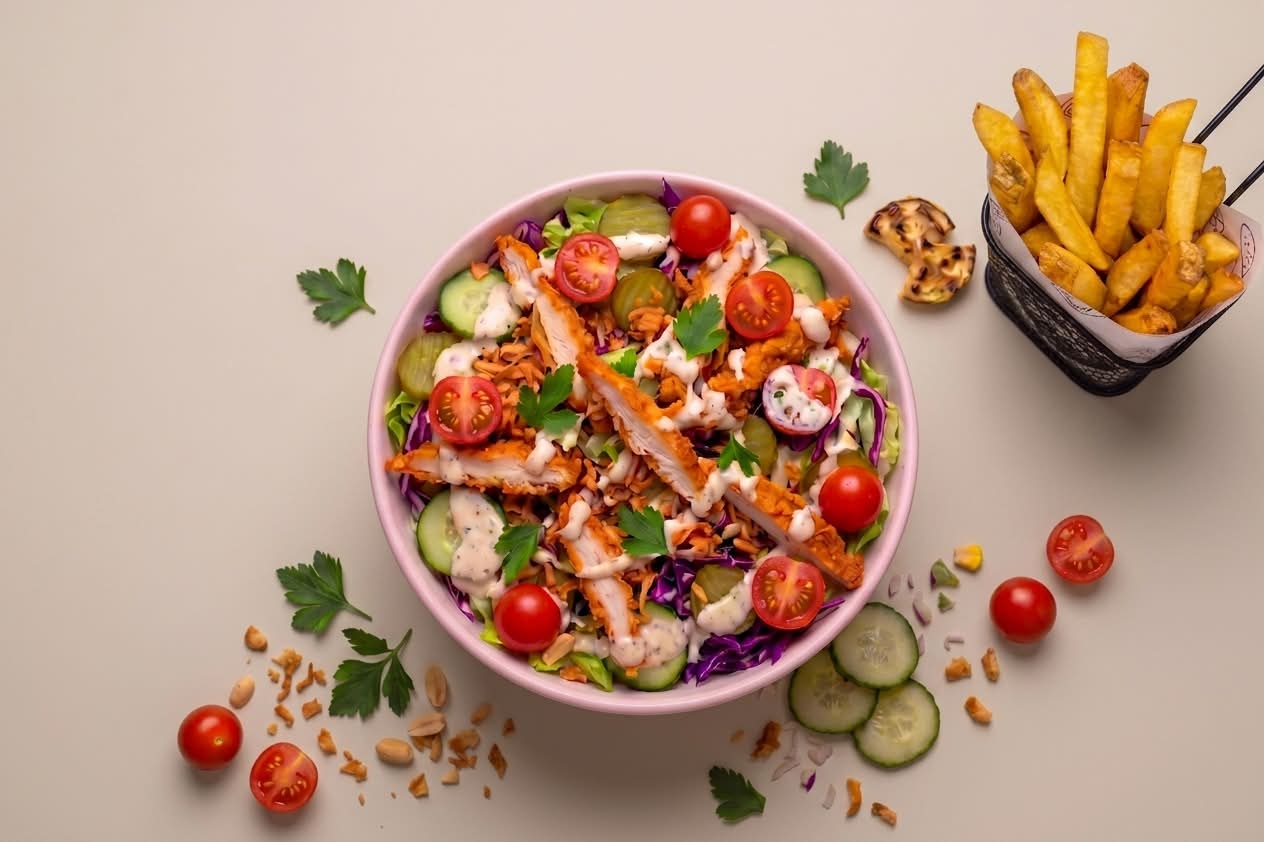 Crispy Chicken Bowl 🥗🍟 (Servi avec Frites Maison)