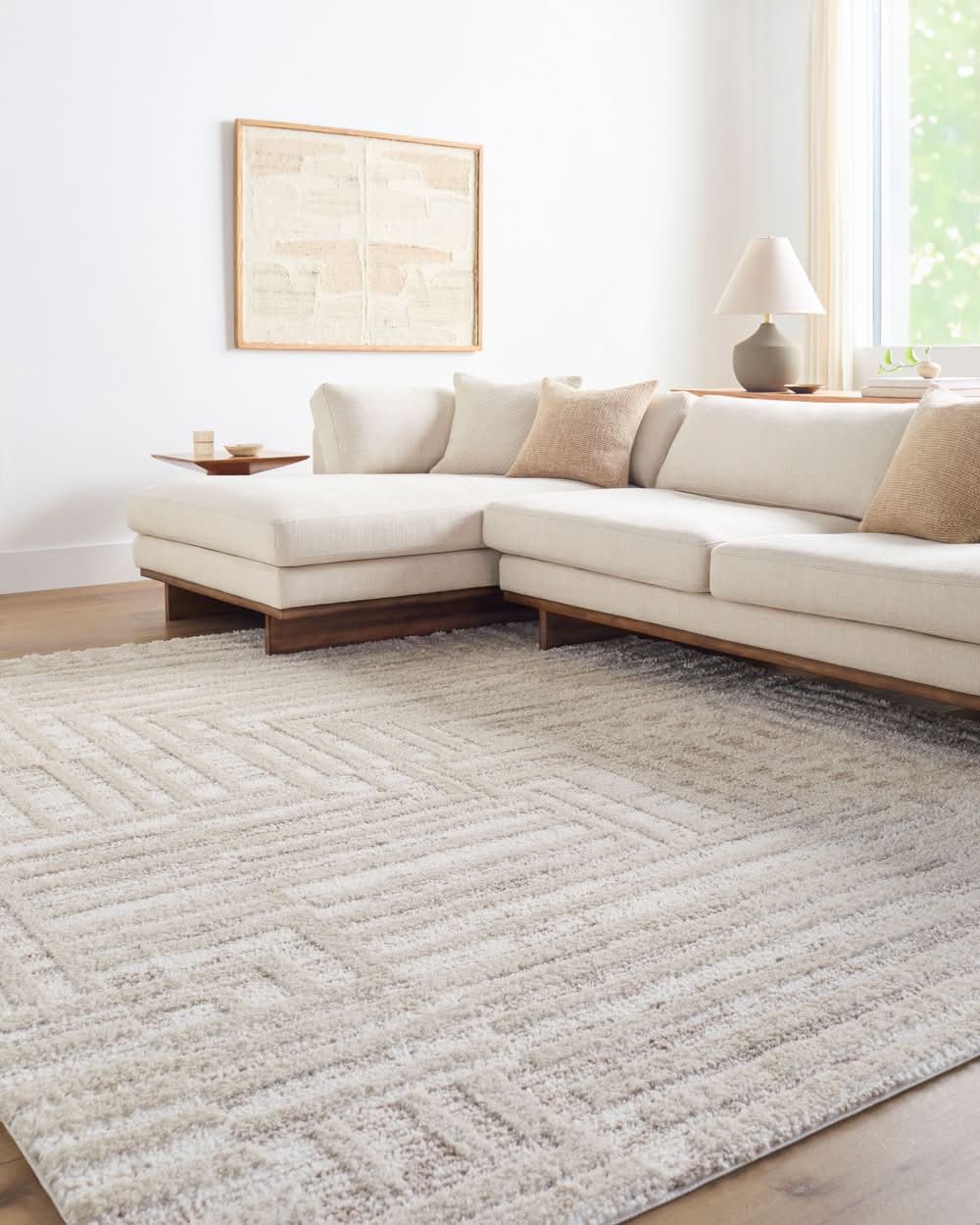 Origin 21 Alabaster Stone 8 x 10 (ft) Loomed Polyester Neutral Rectangular Indoor Geometric Industrial Spot Clean Only Pet Friendly Area rug